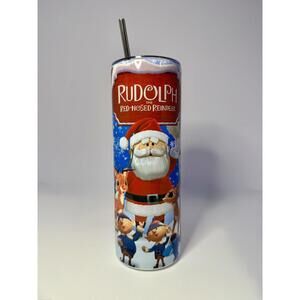 20 oz Rudolph Stainless Steel Tumbler with Lid, Straw